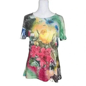 Christine Phillipe women's spring colored top embroidered back size medium